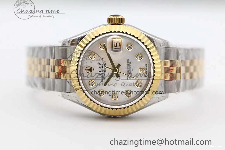 MiroTime 0105 Datejust 28mm 279179 SS YG TWF Best Edition White Diamonds Markers Dial on SS YG Jubilee Bracelet NH SunProtective 2144